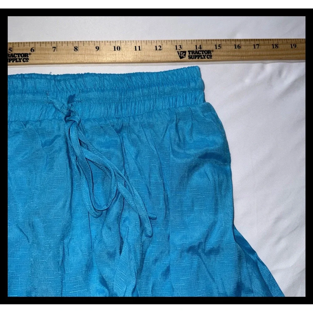Glam Skort Shorts Womens‎ Large Blue Elastic Waist Drawstring Ruffle Mini Summer